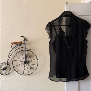 Black sheer blouse with built in camisole Medium